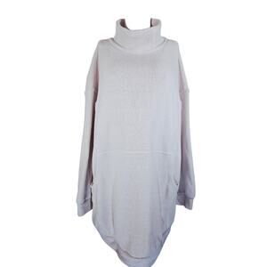 Free People Beach Winter White Kangaroo Pocket Cowl Neck Sweatshirt L